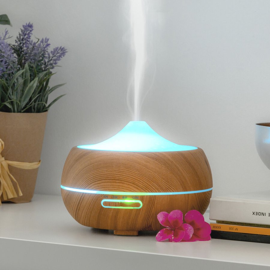 Aroma befugtningsapparat med flerfarvet LED Wooden-Effect InnovaGoods #9