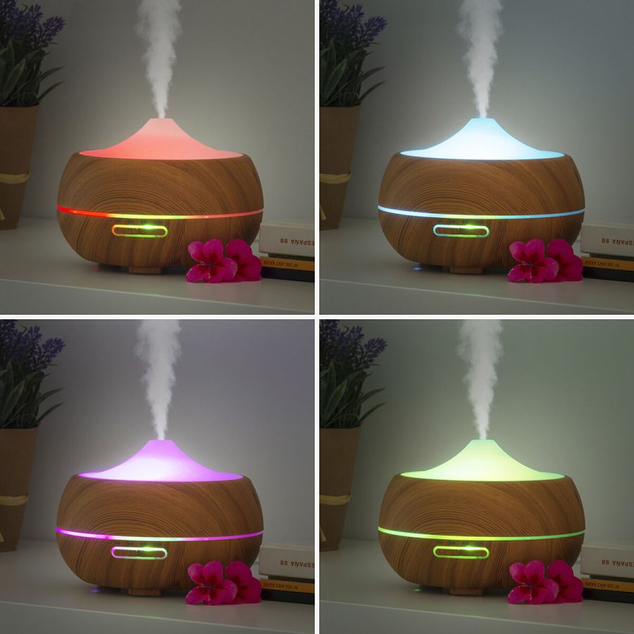 Aroma befugtningsapparat med flerfarvet LED Wooden-Effect InnovaGoods #13