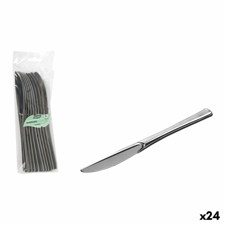 Genanvendeligt knivst Algon Slvfarvet Plastik 20 cm 10 Dele (24 enheder) #1