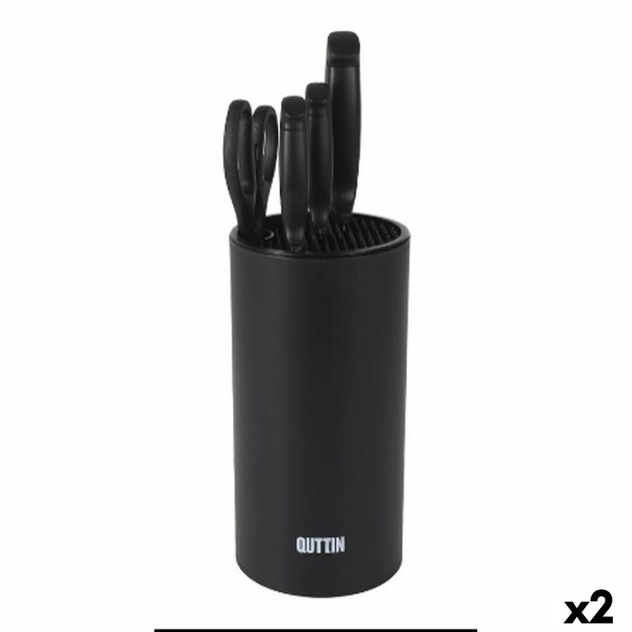 St med kkkenknive og holder Quttin Nero 5 Dele (2 enheder) #1