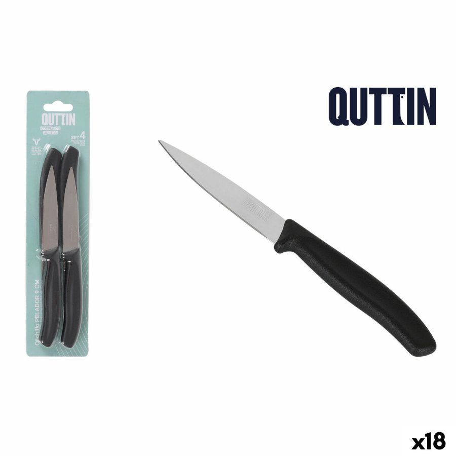 Skrlknivsst Quttin Basic Sort Slvfarvet Rustfrit stl 9 cm 4 Dele (18 enheder) #4