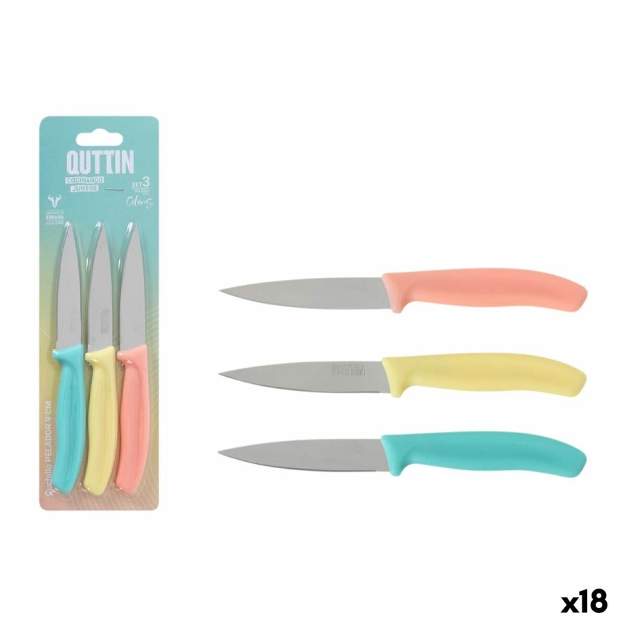 Skrlknivsst Quttin Basic Multifarvet Rustfrit stl 9 cm 3 Dele (18 enheder) #1