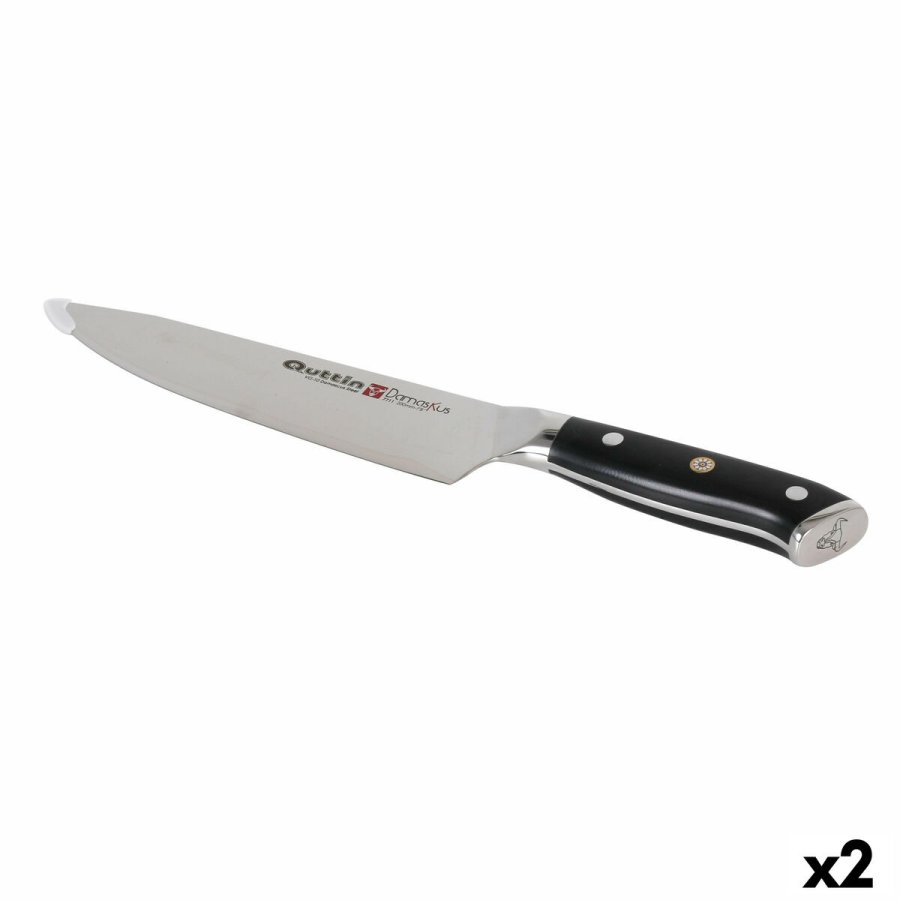 Kkkenkniv Quttin DAMASKUS Sort Slvfarvet 20 cm (2 enheder) #1
