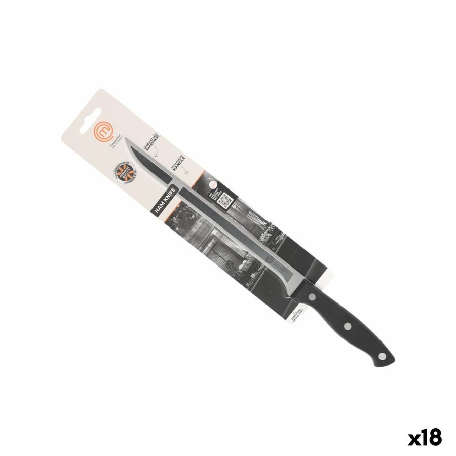 Skinkekniv MasterChef 23 cm Sort Slvfarvet (18 enheder) #1