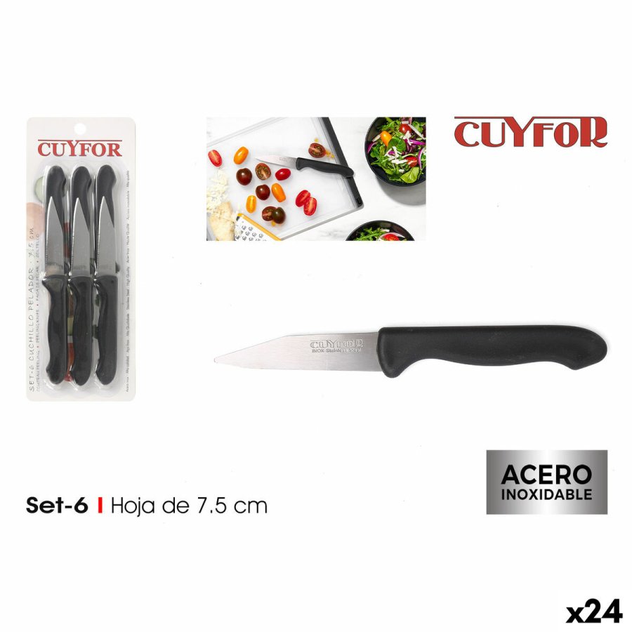 Skrlknivsst Cuyfor Sort Slvfarvet Rustfrit stl 7,5 cm 6 Dele (24 enheder) #10