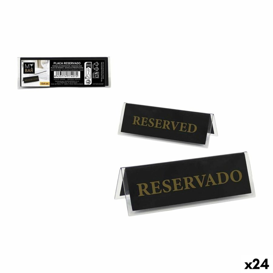 Identifikationsplade My Bar RESERVADO / RESERVED 12 x 4 cm 2 mm 24 enheder #1