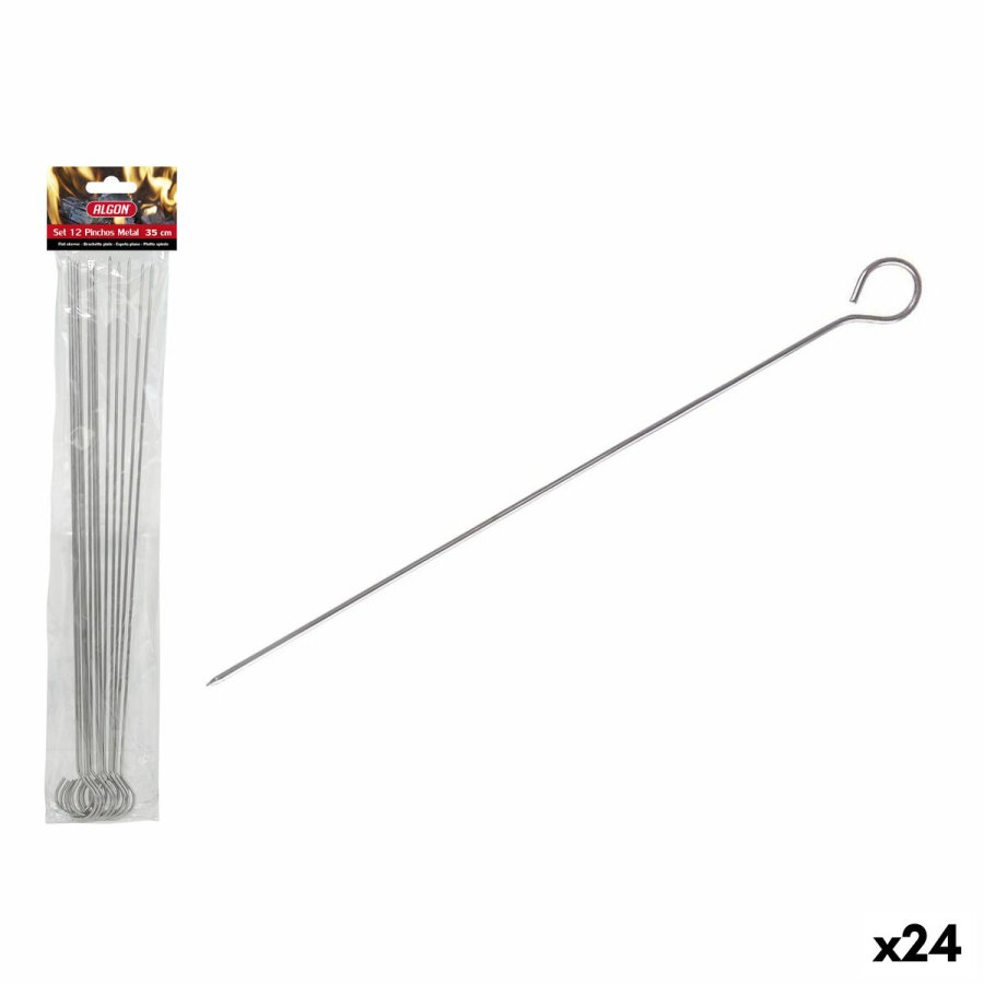 St med grillspyd Algon Metal 35 cm 12 Dele (24 enheder) #1