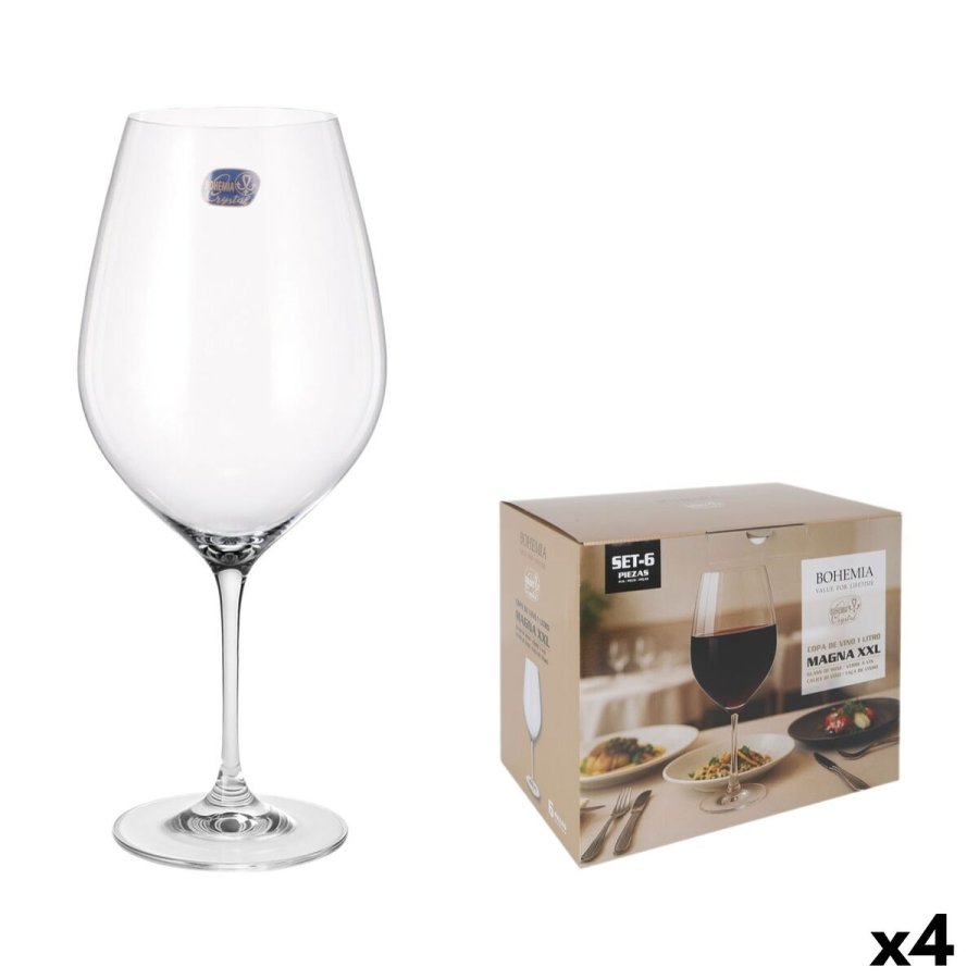 S�t med glas Bohemia Crystal Magna xxl Gennemsigtig Glas 1 L 6 Dele (4 enheder) #1
