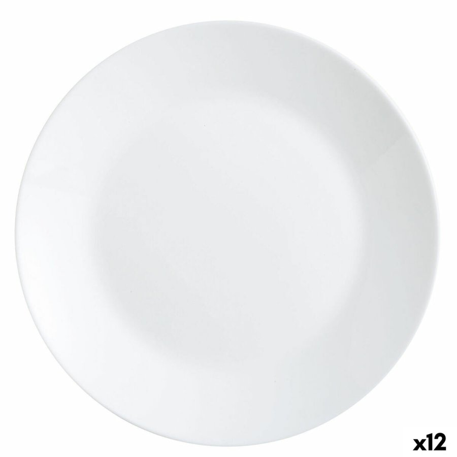 Flad Plade Luminarc Zelie Hvid Glas  25 cm (12 enheder) #1