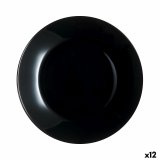 Flad Plade Luminarc Zelie Negro Sort Glas  25 cm (12 enheder) #1