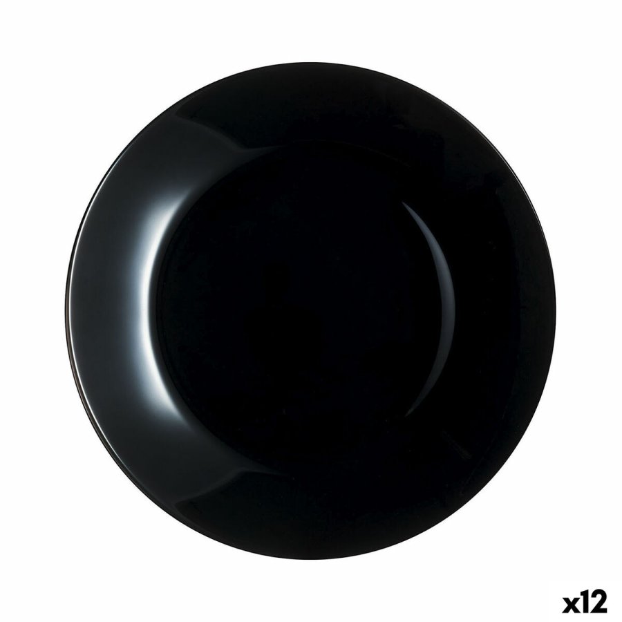 Flad Plade Luminarc Zelie Negro Sort Glas  25 cm (12 enheder) #1