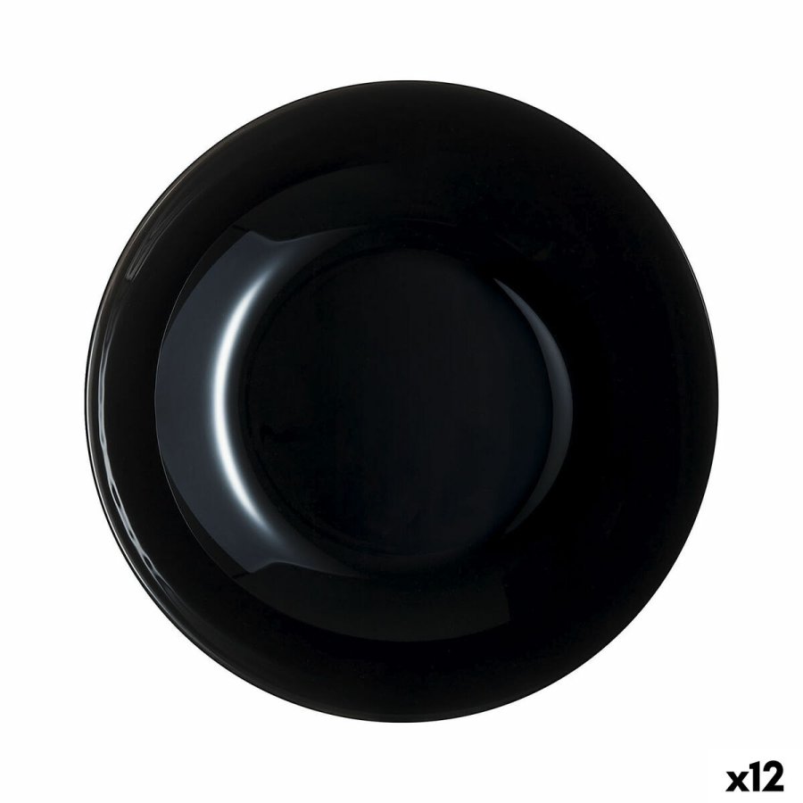 Dyb tallerken Luminarc Zelie Negro Sort Glas  20 cm (12 enheder) #1