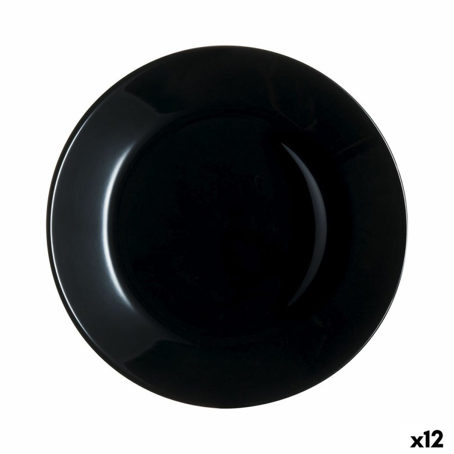 Desserttallerken Luminarc Zelie Negro Sort Glas  18 cm (12 enheder) #1