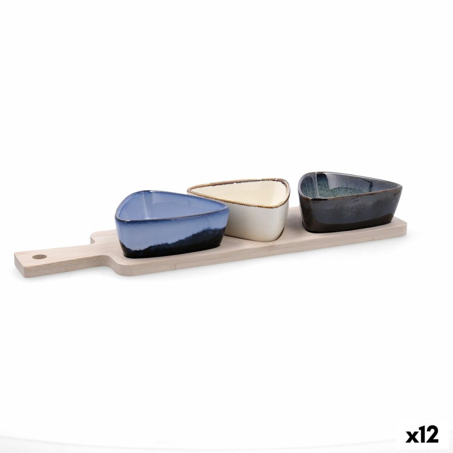 S�t til appetizere Bidasoa Moana Multifarvet Keramik 34 x 9,5 x 4,5 cm 4 Dele (12 enheder) #1