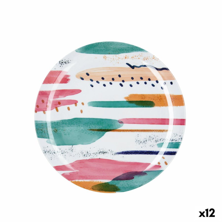 Flad Plade Quid Acuarela Hvid Bioplast � 25 cm (12 enheder) #1