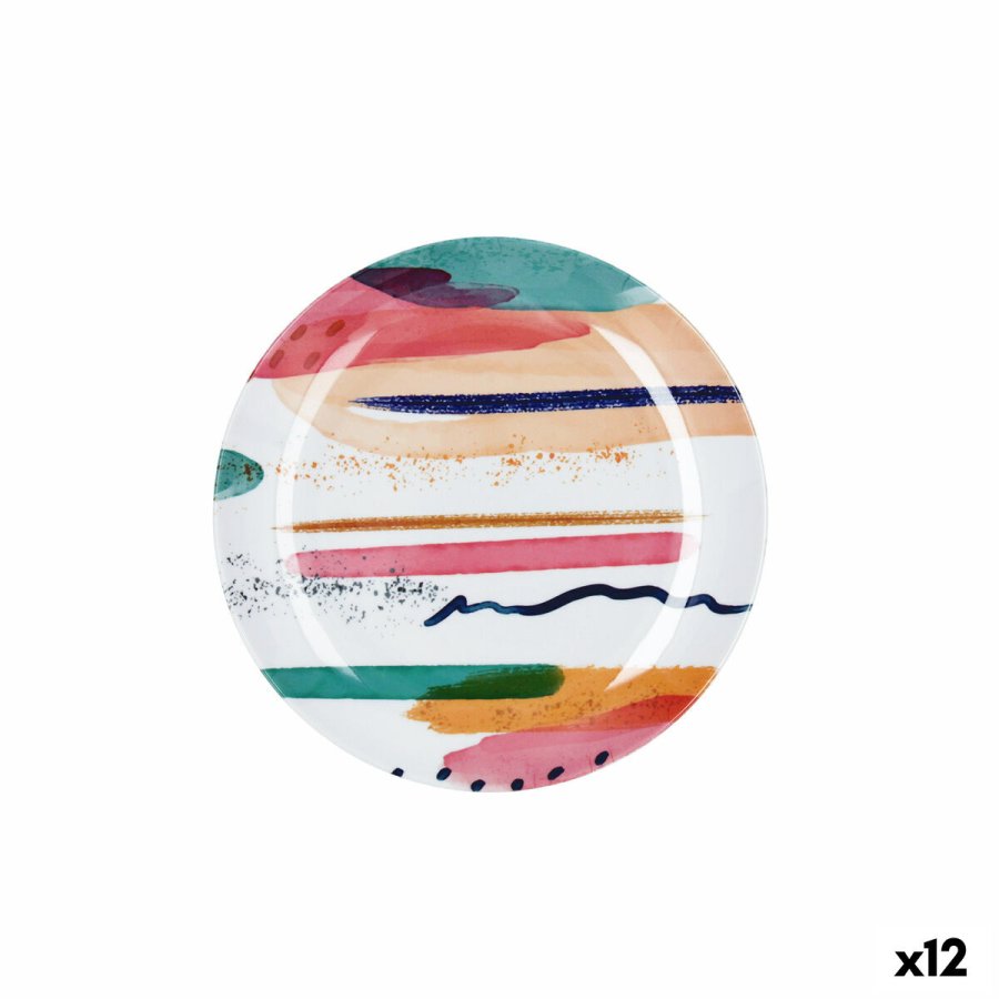Desserttallerken Quid Acuarela Hvid Bioplast � 20 cm (12 enheder) #1