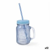 Beholder med L�g og Suger�r Quid Maison Bl� Glas 450 ml (12 enheder) #1