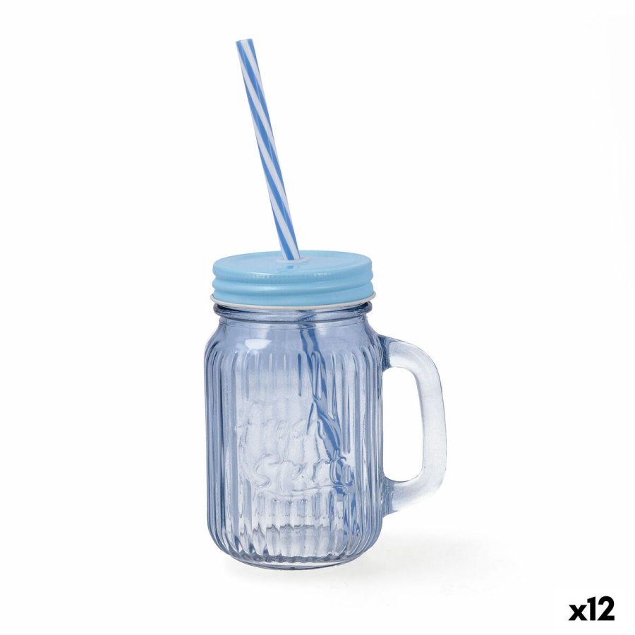 Beholder med L�g og Suger�r Quid Maison Bl� Glas 450 ml (12 enheder) #1