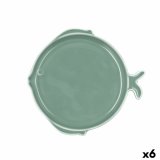 Flad Plade Bidasoa Aura Stela Gr�n Keramik Fisk 19 x 18 x 2 cm (6 enheder) #1