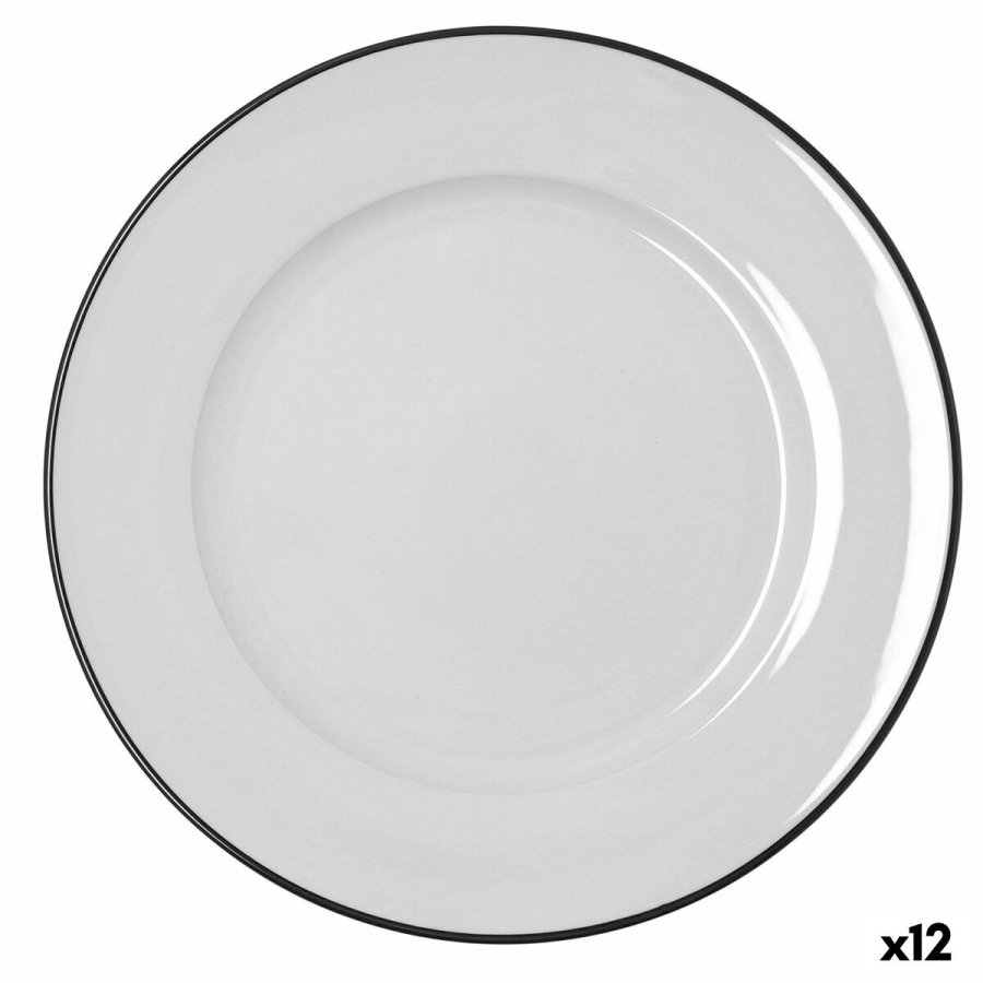 Flad Plade Bidasoa Glacial Filo Hvid Keramik � 30 cm (12 enheder) #1