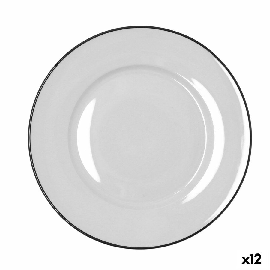 Flad Plade Bidasoa Glacial Filo Hvid Keramik � 27 cm (12 enheder) #1