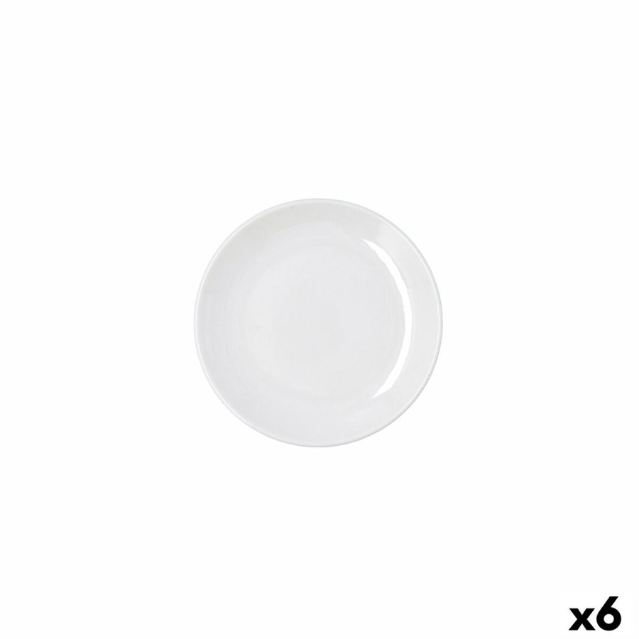 Flad Plade Bidasoa Harmony Hydrozero Hvid Keramik � 15 cm (6 enheder) #1
