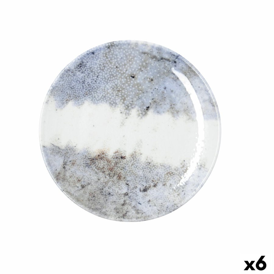 Flad Plade Bidasoa Polaris Hydrozero Beige Keramik � 25 cm (6 enheder) #1