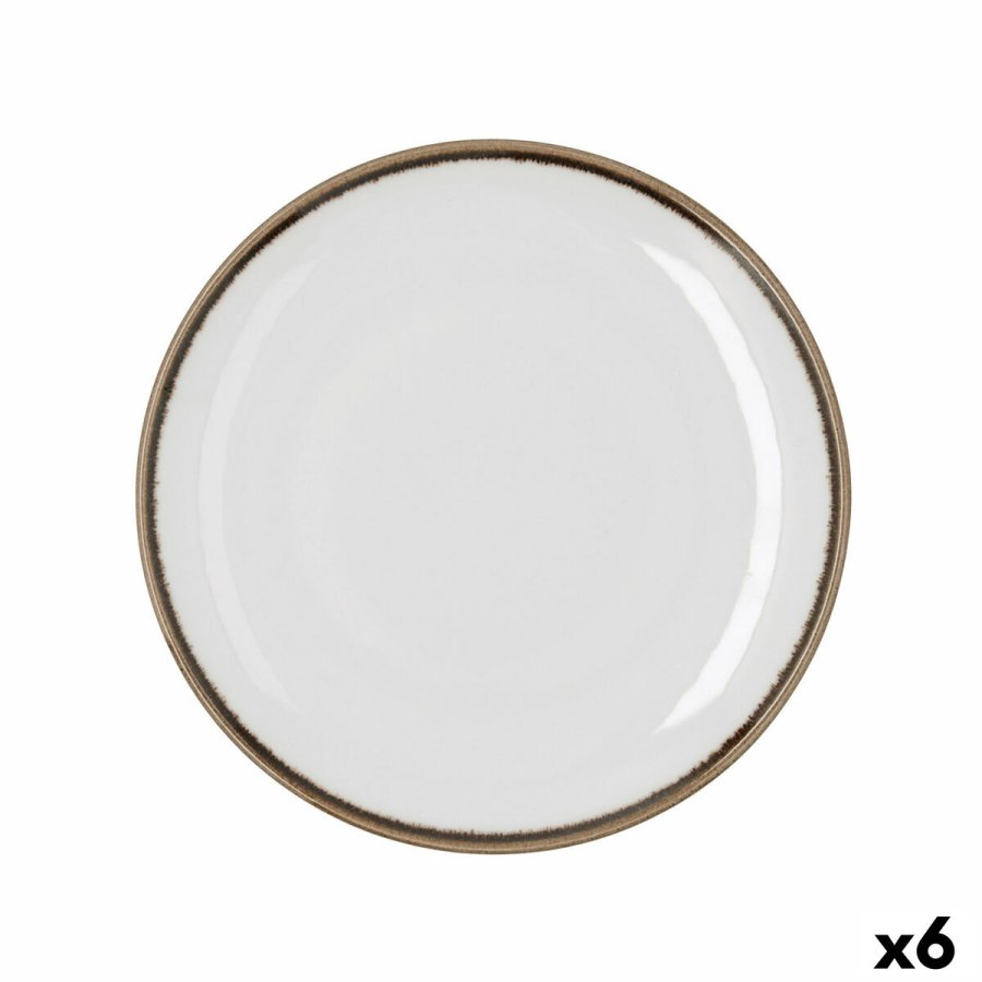 Flad Plade Bidasoa Orion Hydrozero Hvid Keramik � 25 cm (6 enheder) #1