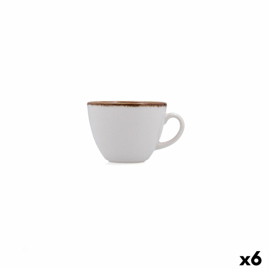 Te- og kaffekop Bidasoa Orion Hydrozero Hvid Keramik 200 ml (6 enheder) #1