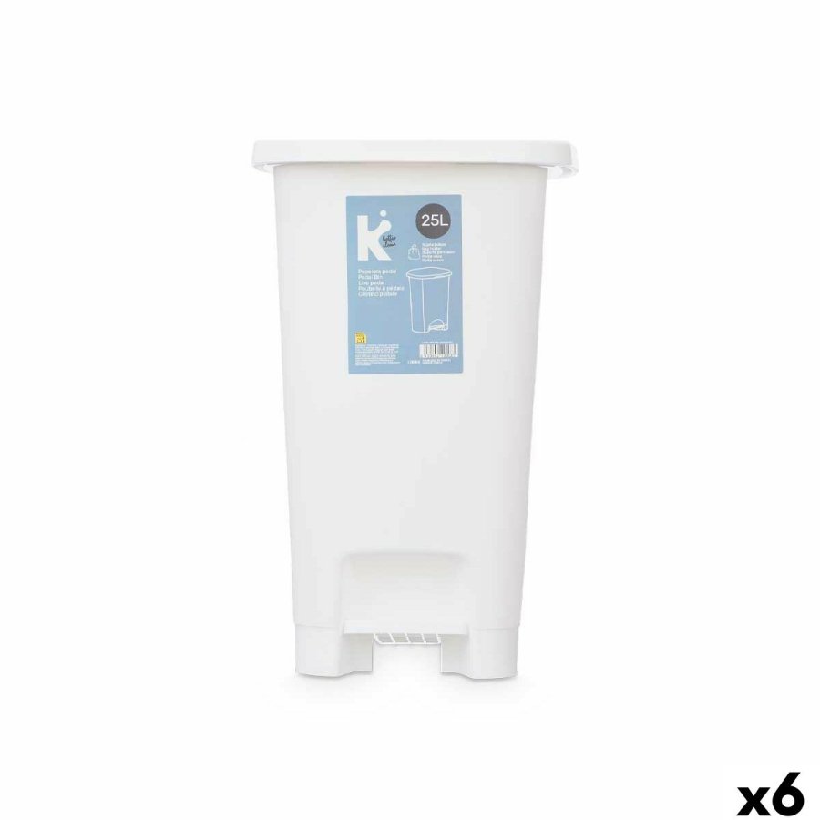 Papirkurv med pedal ABK-142 2 Hvid Plastik 25 L (6 enheder) #1