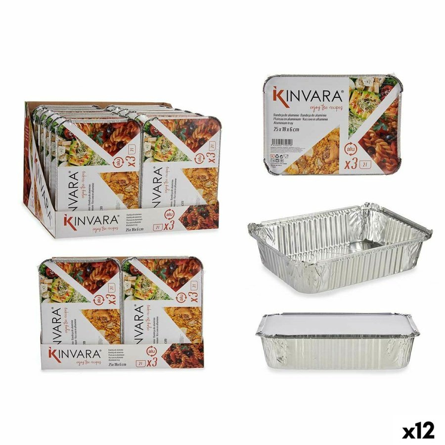 Madbakke-st Kinvara 16161 Slvfarvet Aluminium 2 L 25,5 x 6,8 x 19 cm (12 enheder) #1