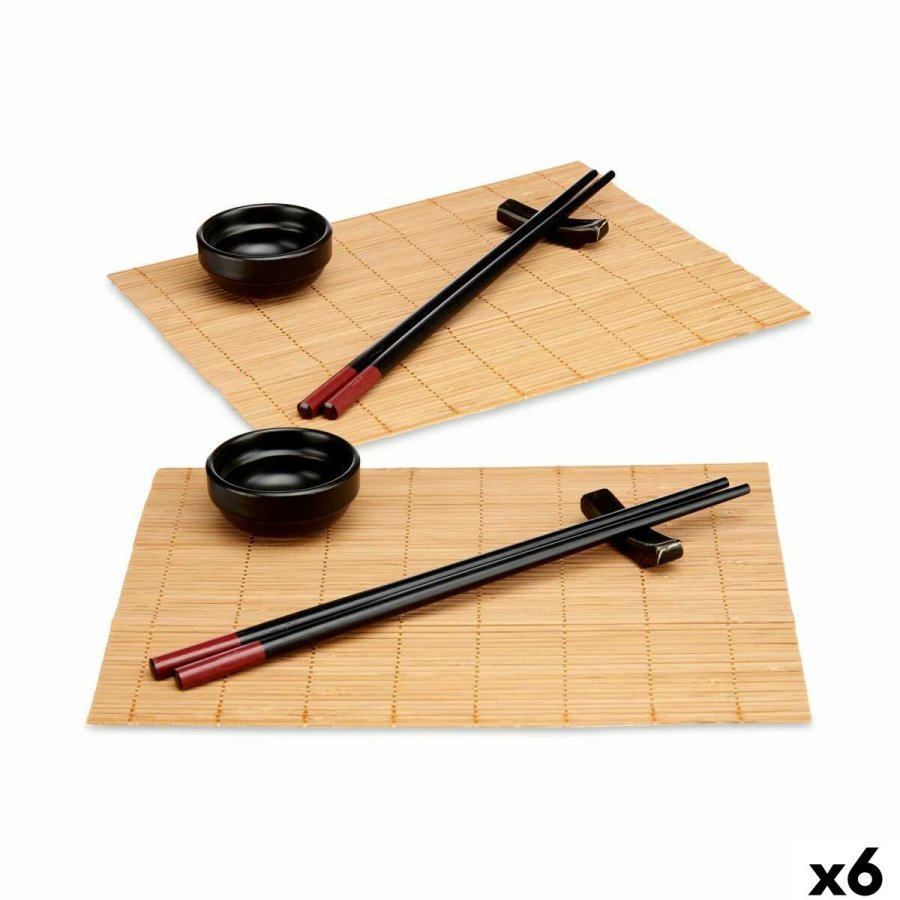 Sushi-st Kinvara SJ4702 Sort Natur Bambus Jedilni servis (8 Dele) (6 enheder) #1