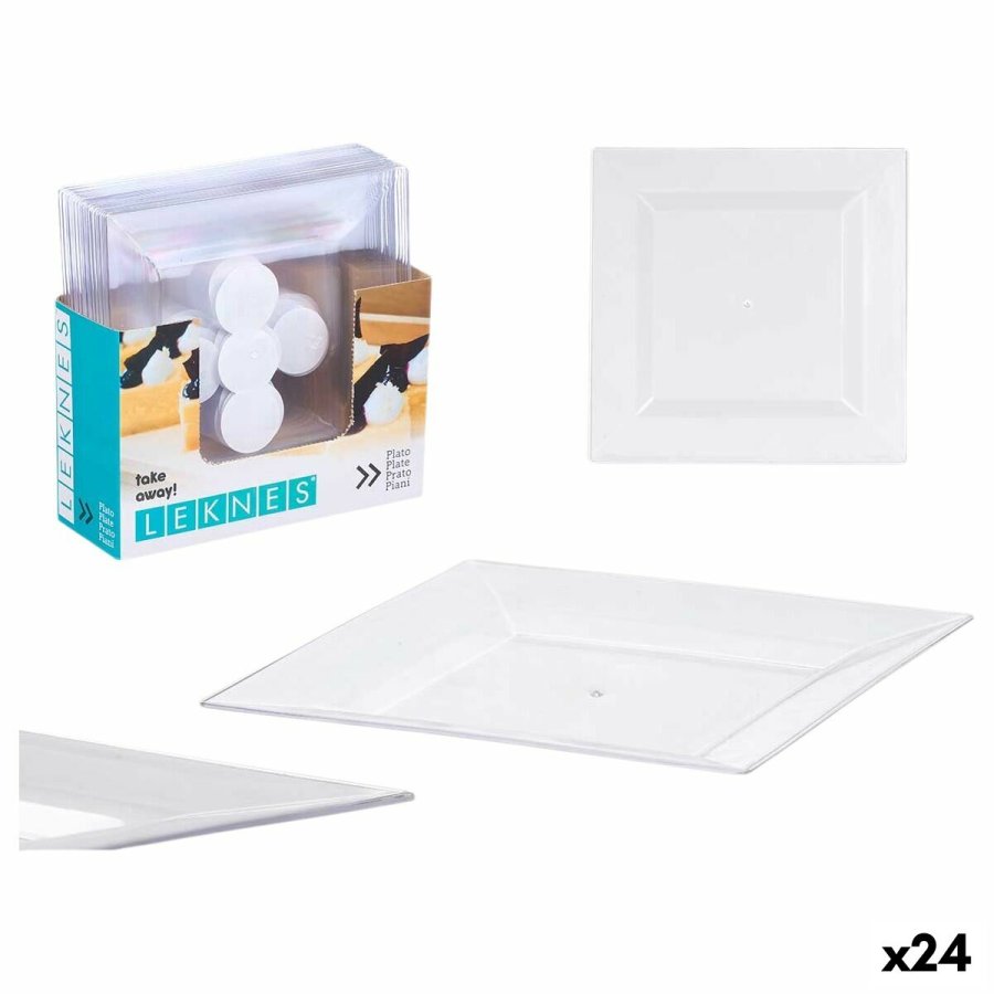 plade Leknes CK80668-2-T Gennemsigtig polystyren Plastik 20,3 x 1,5 x 20,3 cm (24 enheder) #1