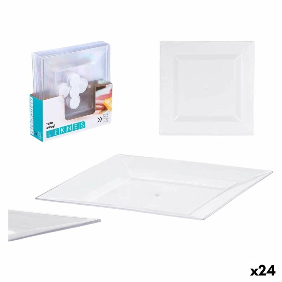 plade Leknes CK80668-1-T Gennemsigtig polystyren Plastik 27,3 x 2,3 x 27,3 cm (24 enheder) #1