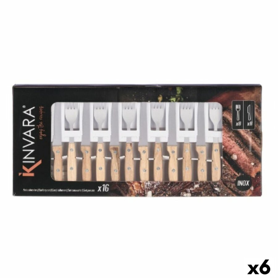 Bestik Kinvara Brun Slvfarvet Tr Metal 16 Dele (6 enheder) #1