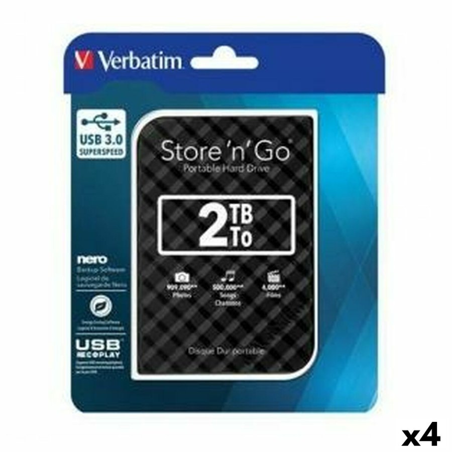 Ekstern harddisk Verbatim STORE 'N' GO GEN 2 Sort HDD 2 TB (4 enheder) #1