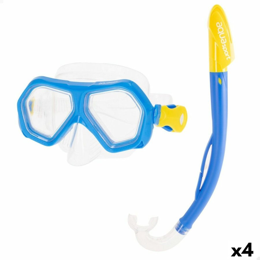 Snorkel beskyttelsesbriller og rr til brn AquaSport Bl (4 enheder) #1