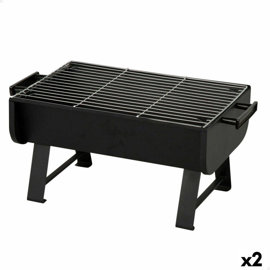 Havegrill Transportabel Aktive Stl 45 x 25 x 30 cm Sort (2 enheder) #1