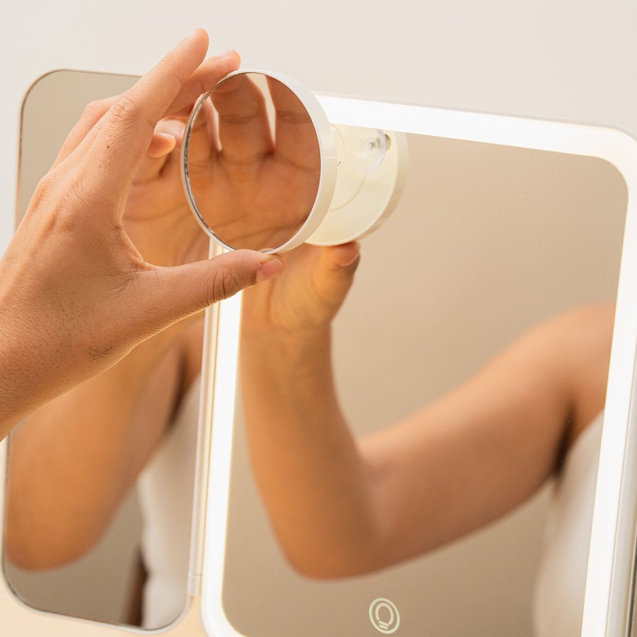Genopladeligt Triptykon Makeup-spejl med Forst�rrelse og LED-lys Miled InnovaGoods #3