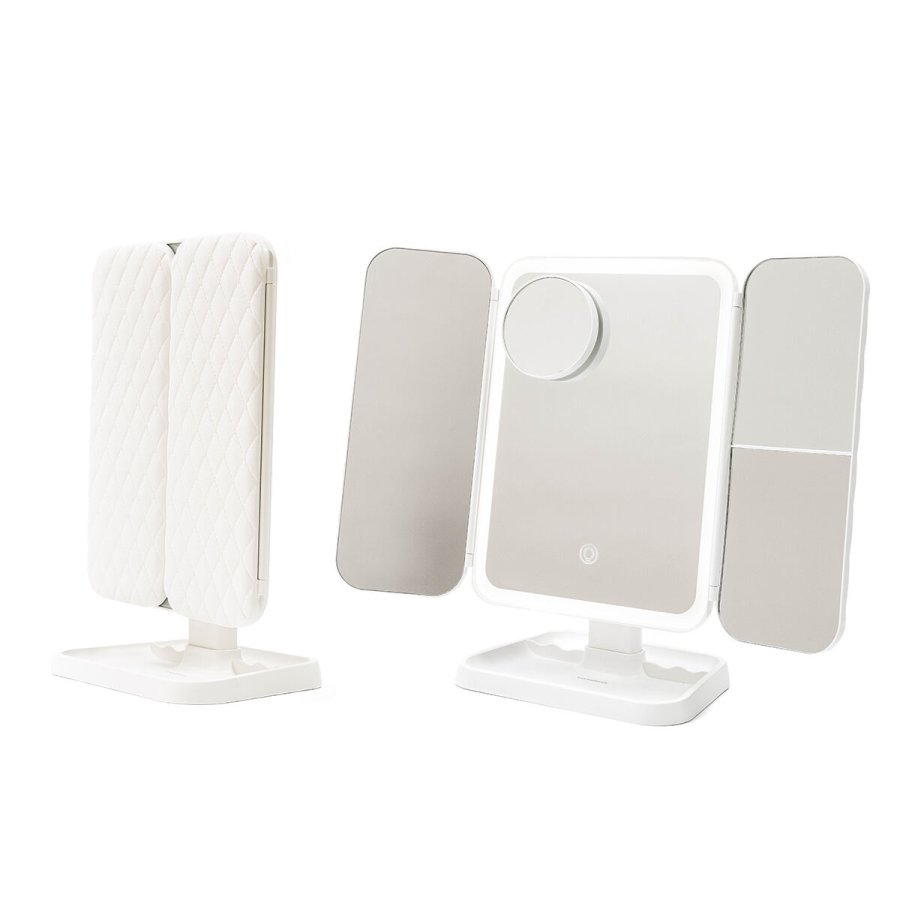 Genopladeligt Triptykon Makeup-spejl med Forst�rrelse og LED-lys Miled InnovaGoods #7