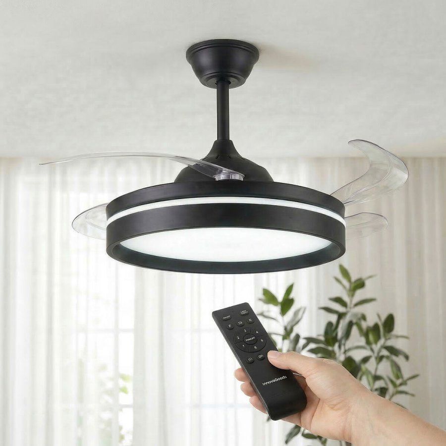 Loftventilator med LED-lys, 4 sammenklappelige vinger og fjernbetjening InnovaGoods #1