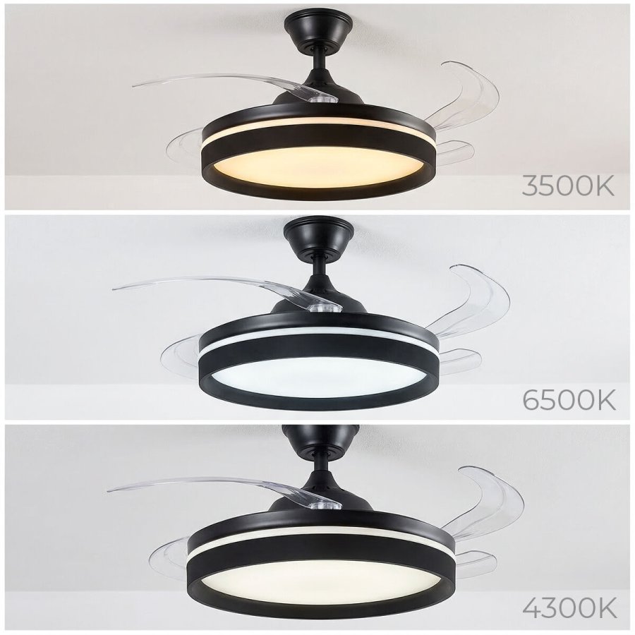 Loftventilator med LED-lys, 4 sammenklappelige vinger og fjernbetjening InnovaGoods #3