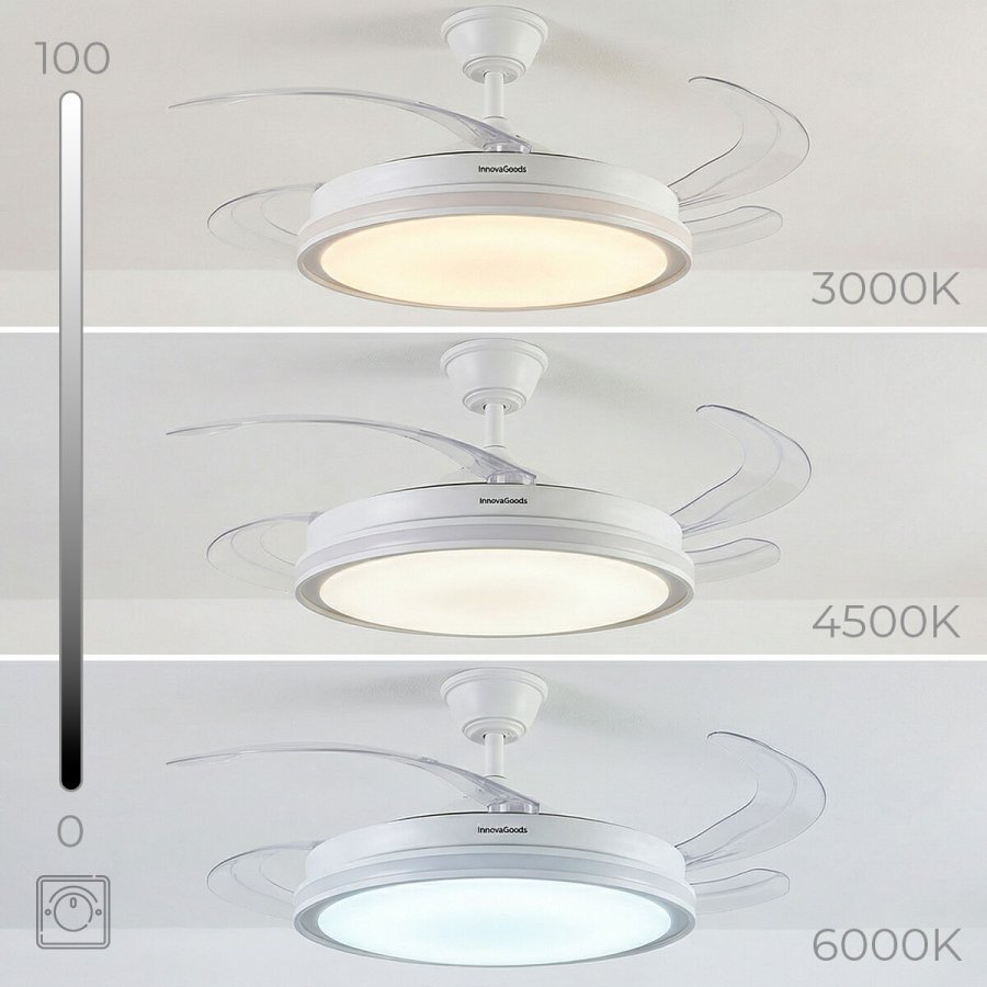 Loftventilator med RGB LED-lys, 4 sammenklappelige vinger og fjernbetjening InnovaGoods #3