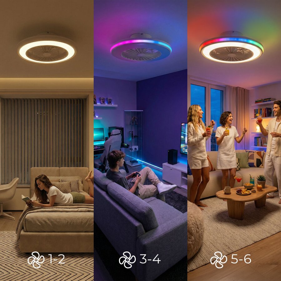 Loftventilator med RGB LED-lys, skjulte blade og fjernbetjening Nexory InnovaGoods #6