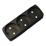 3-stikdse u/jord m/blindhul sort 250V 10A #1