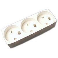 3-stikdse m/jord T-11B Hvid B&H #1