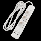 3 Stikdse m/1,5m ledn. m/afbr + USB-A/USB-C hvid #1