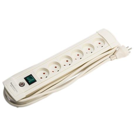 Premium-Line 6-stikdse m/jord m/3m ledning hvid #1