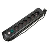 Premium-Line 6-stikdse m/jord m/3m ledning sort #1