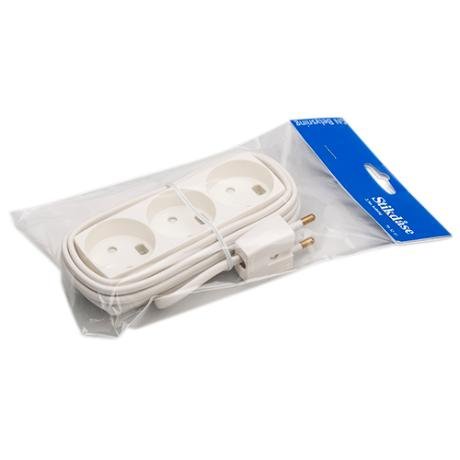 3-stikdse m/2,5m ledning hvid GN-pak #1